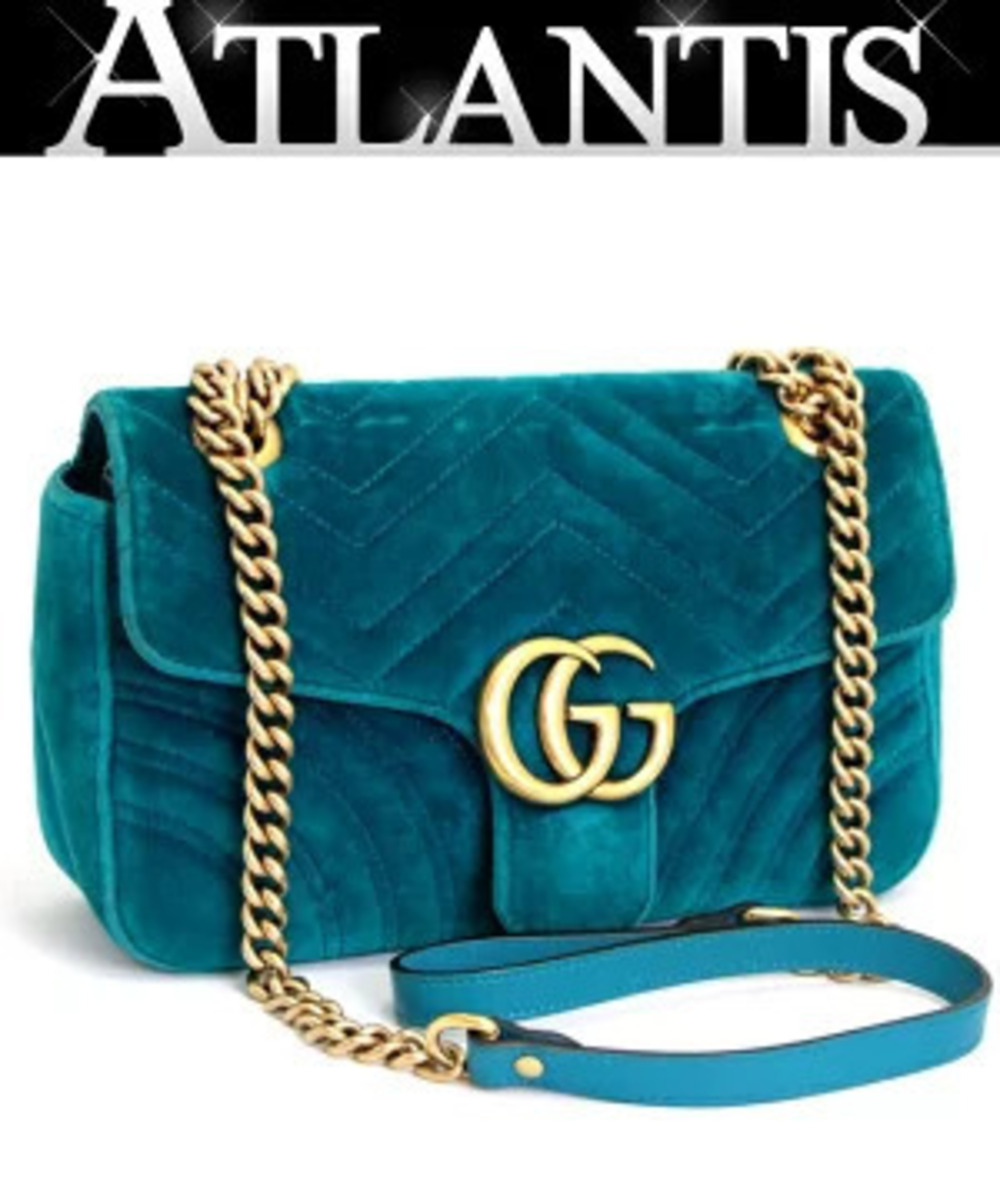 Gucci GG Marmont Shoulder Bag Velour Velvet Green